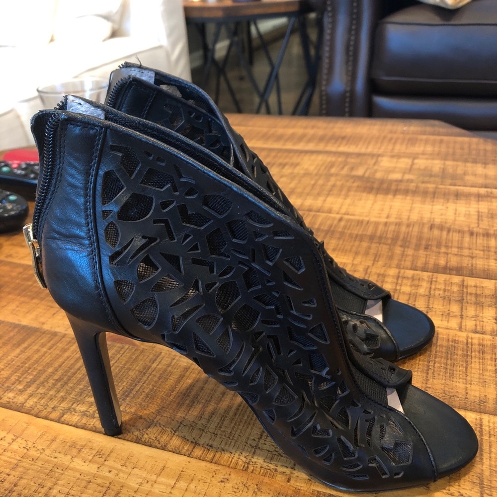 Black leather heels